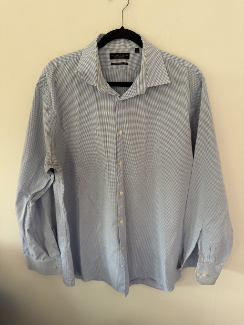 Bloomingdale's Light Blue Men's Dress Shirt - Subtle Micro-Check